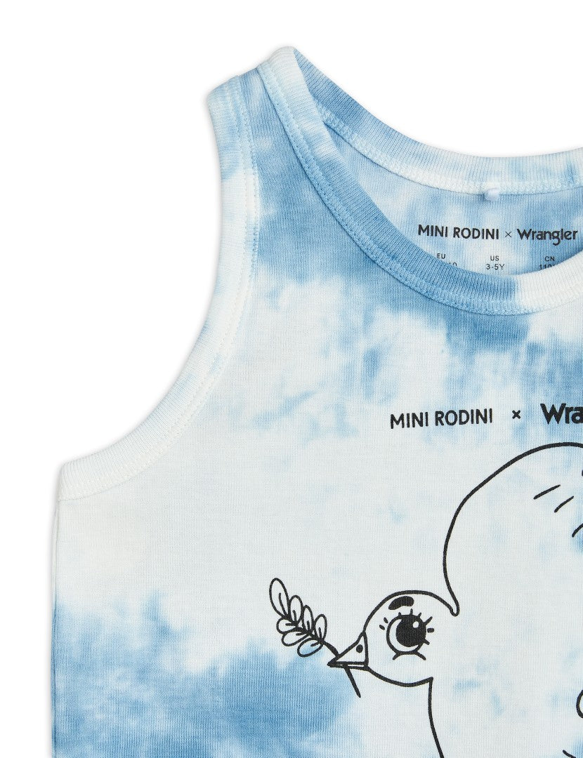 Mini Rodini Peace Tie Dye Tank - Blue