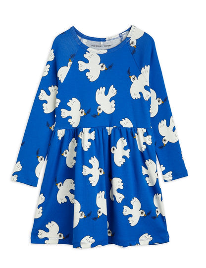 Mini Rodini Peace Dove Longsleeve Dress - Blue