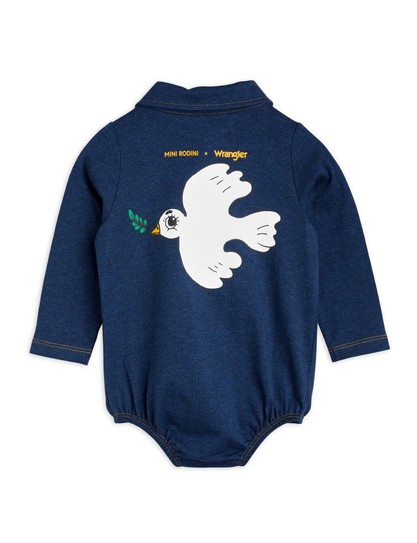 Mini Rodini Peace Dove Denim Body - Blue