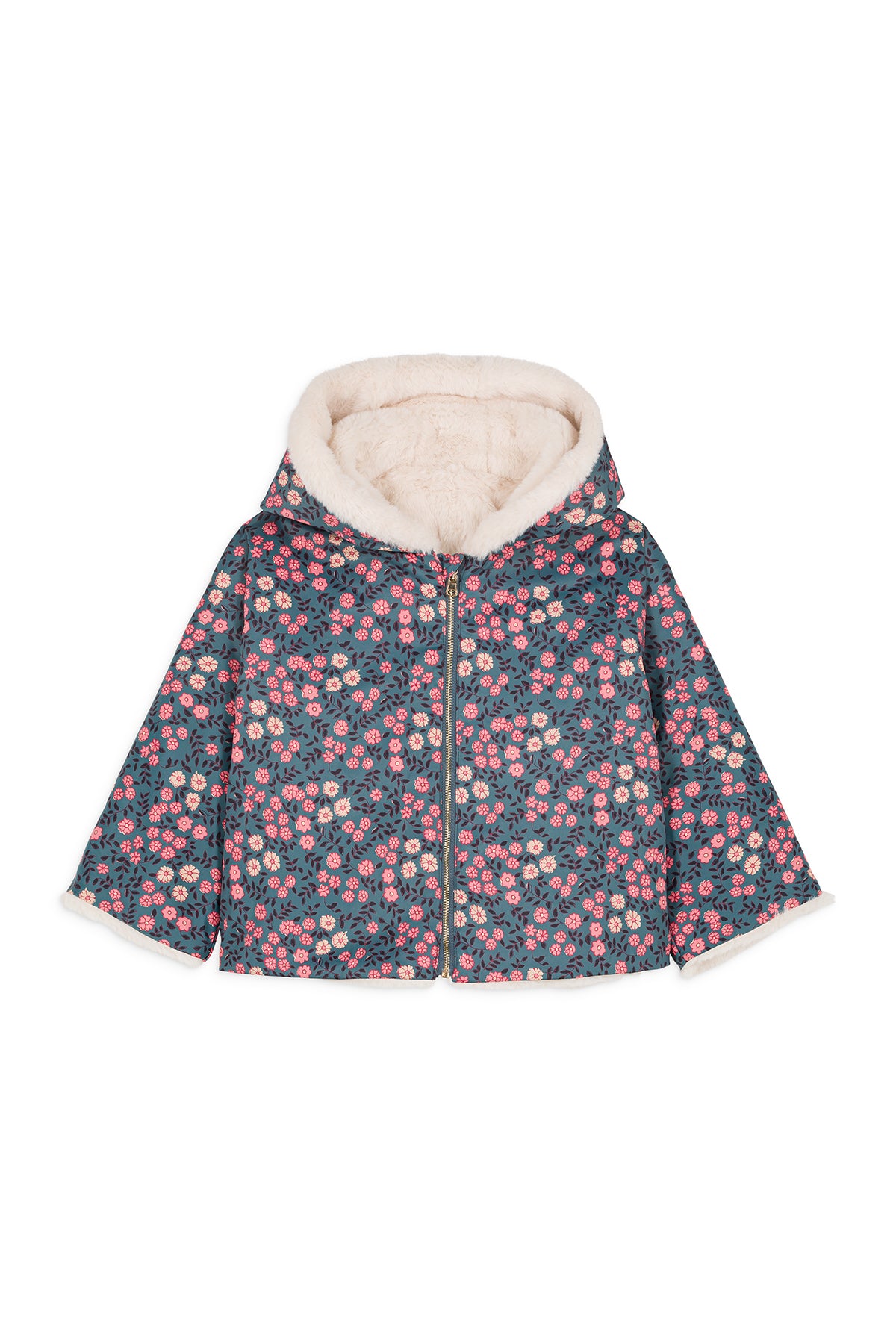 Louise Misha Felvet Reversible Coat - Stone Blue Star Garden