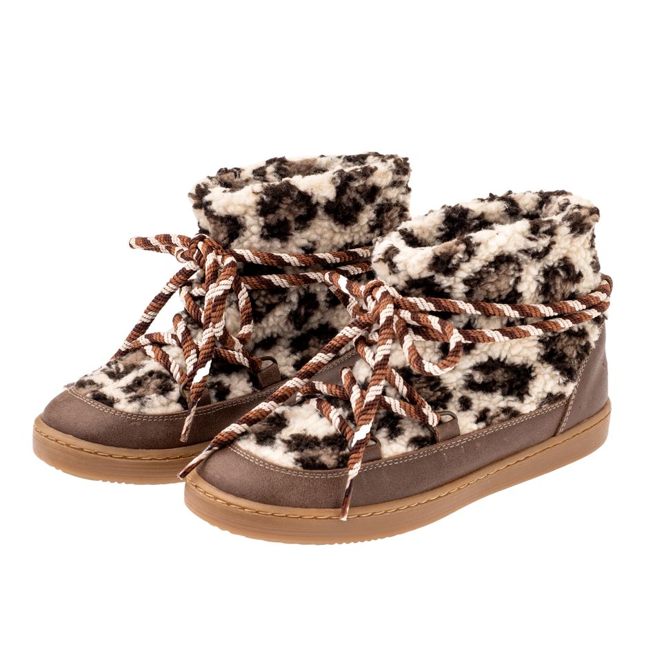 Tocoto Vintage Animal Print Apres Ski Boots - Brown