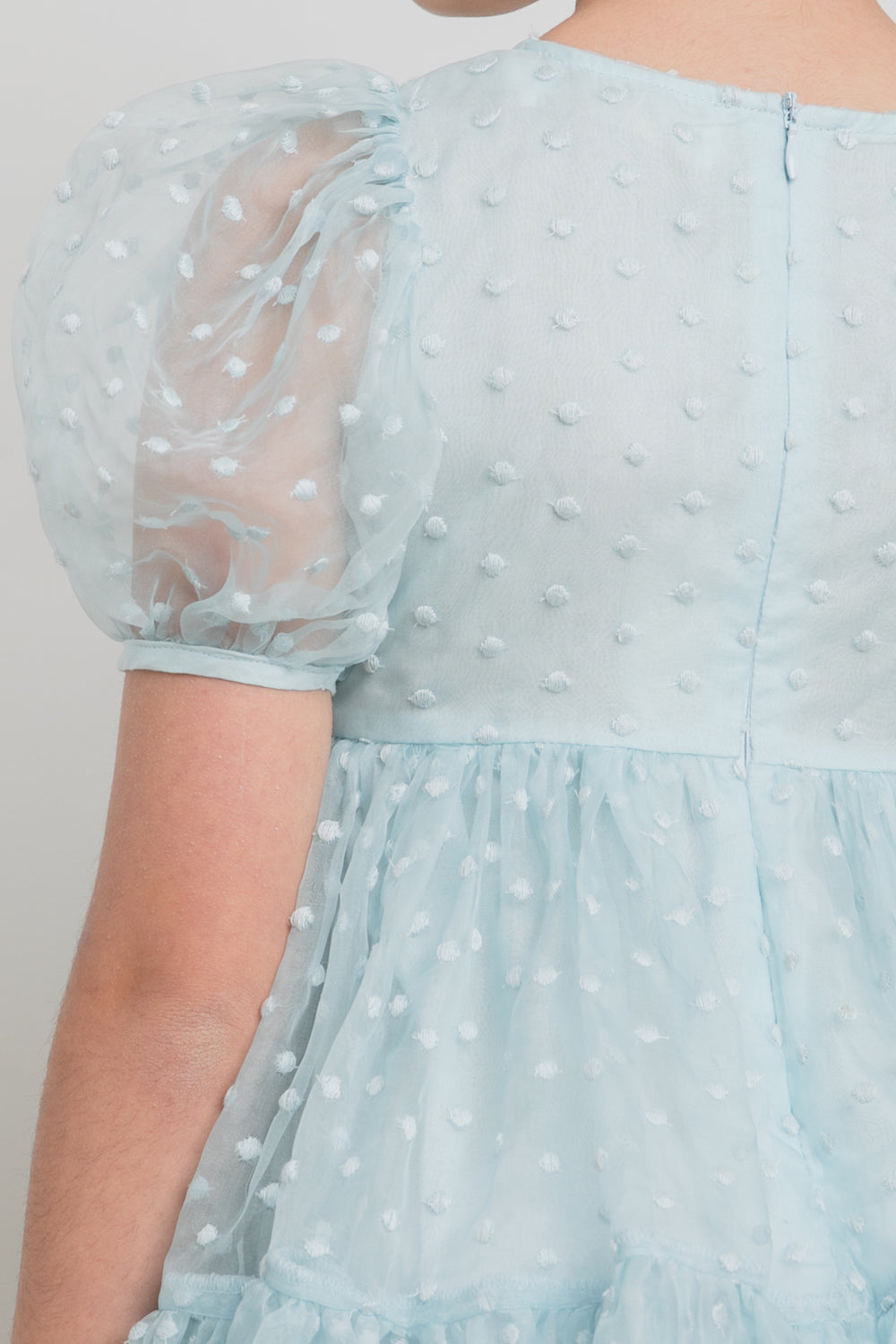 Petite Amalie Ella Organza Dot Dress - Blue