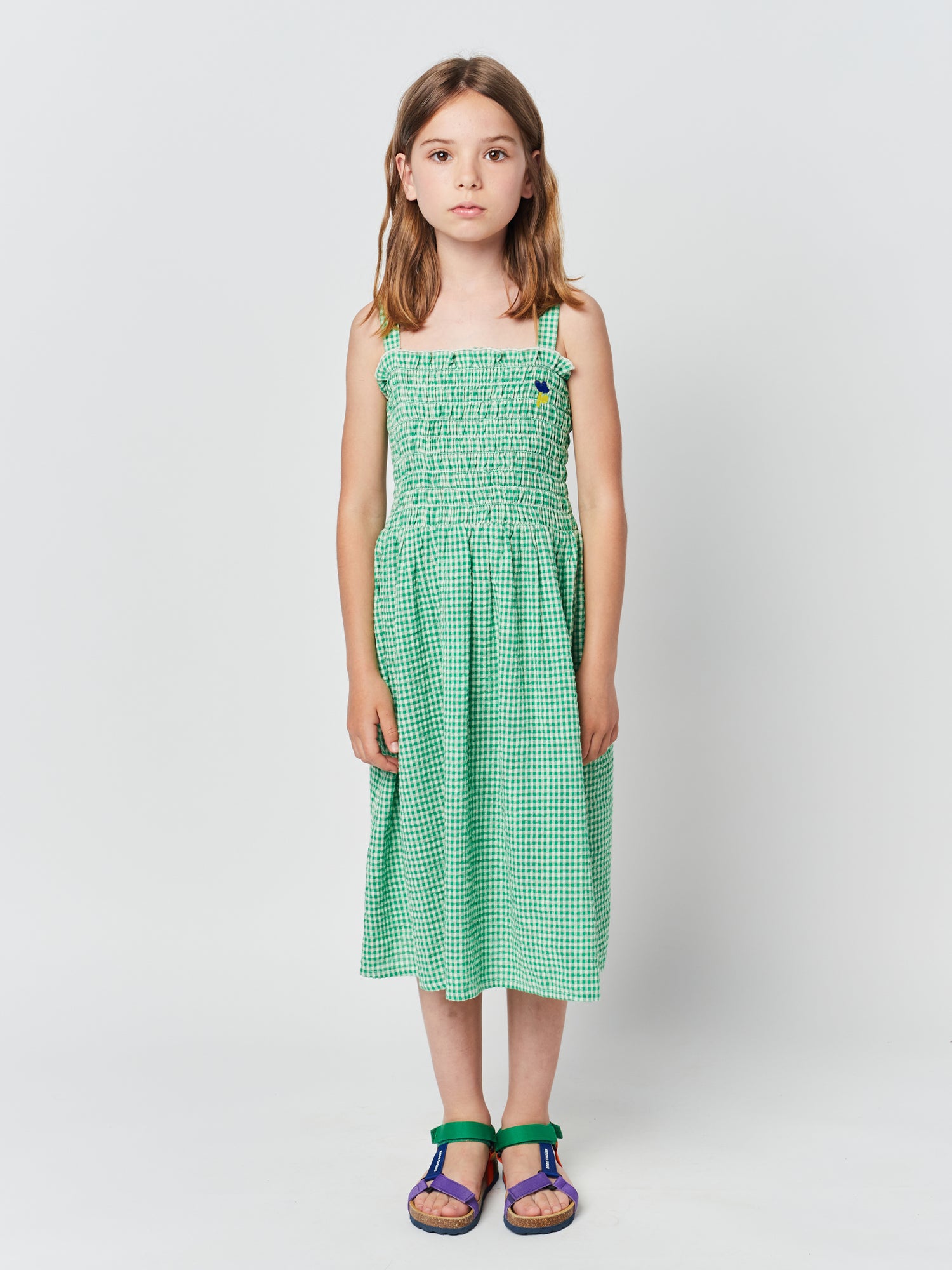 Bobo Choses Green Vichy Strap Dress