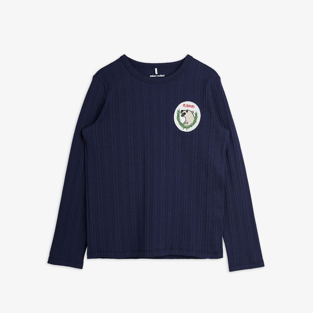 Mini Rodini Polar Bear Patch Long Sleeve Tee - Navy