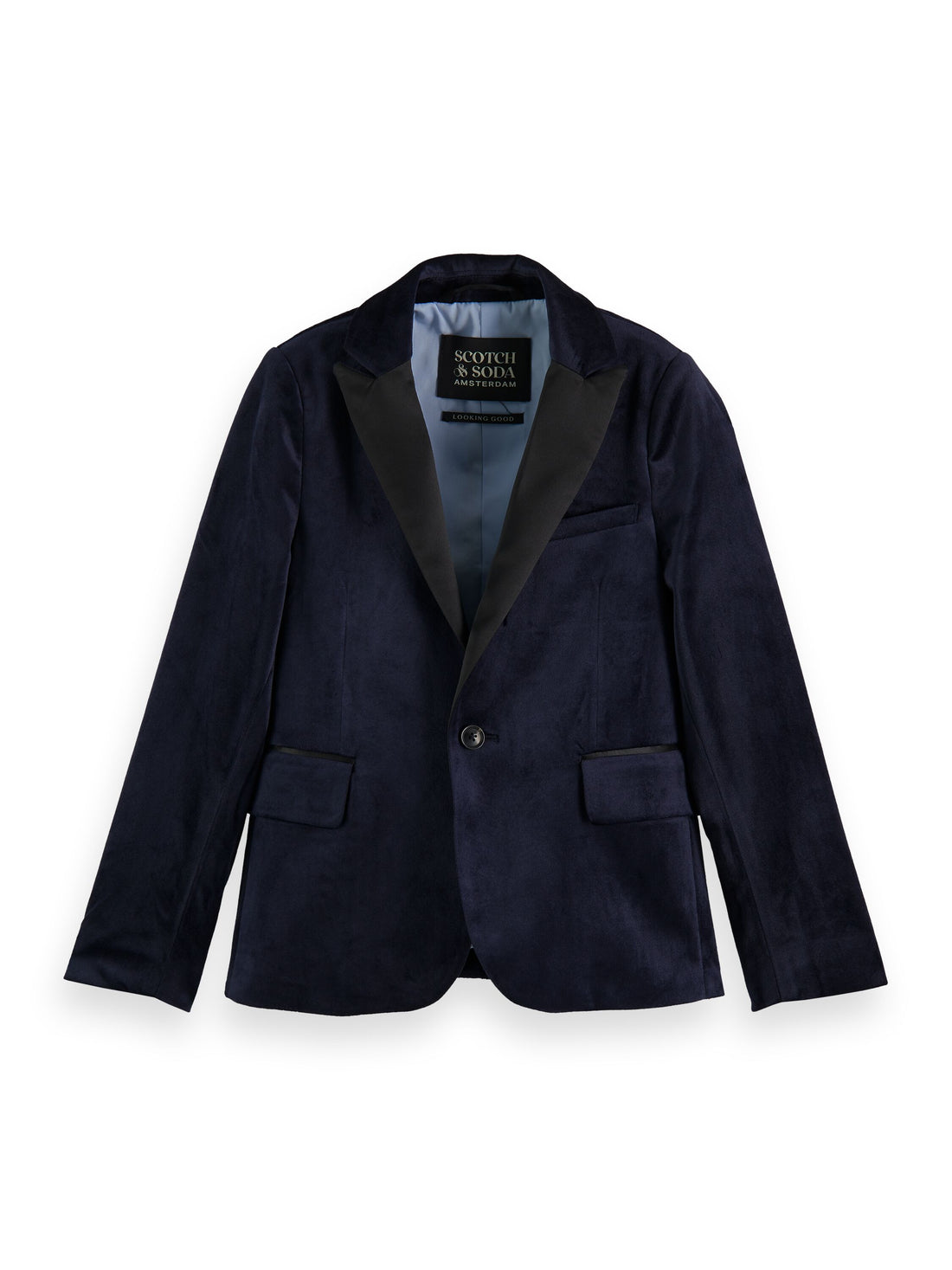 Scotch &amp; Soda Boys Satin Lapel Velvet Blazer - Night