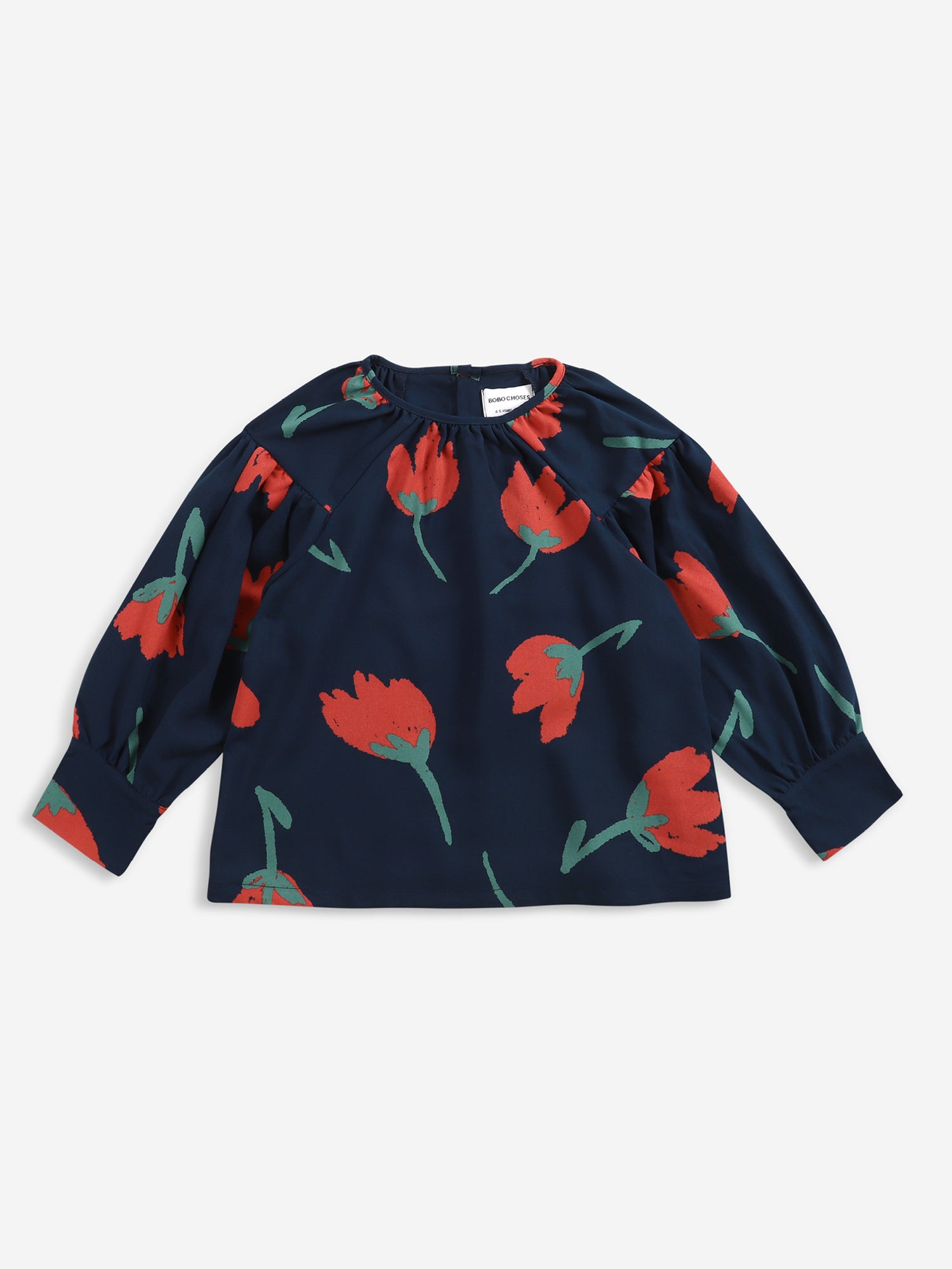 Bobo Choses Big Flowers Woven Blouse - Navy