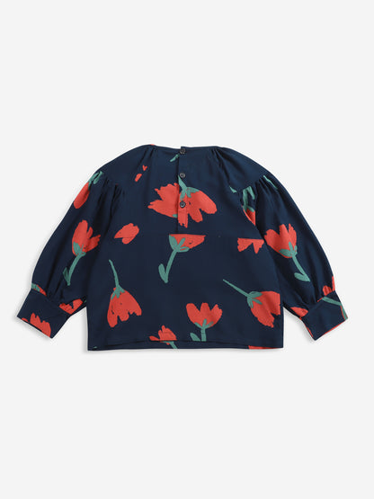 Bobo Choses Big Flowers Woven Blouse - Navy