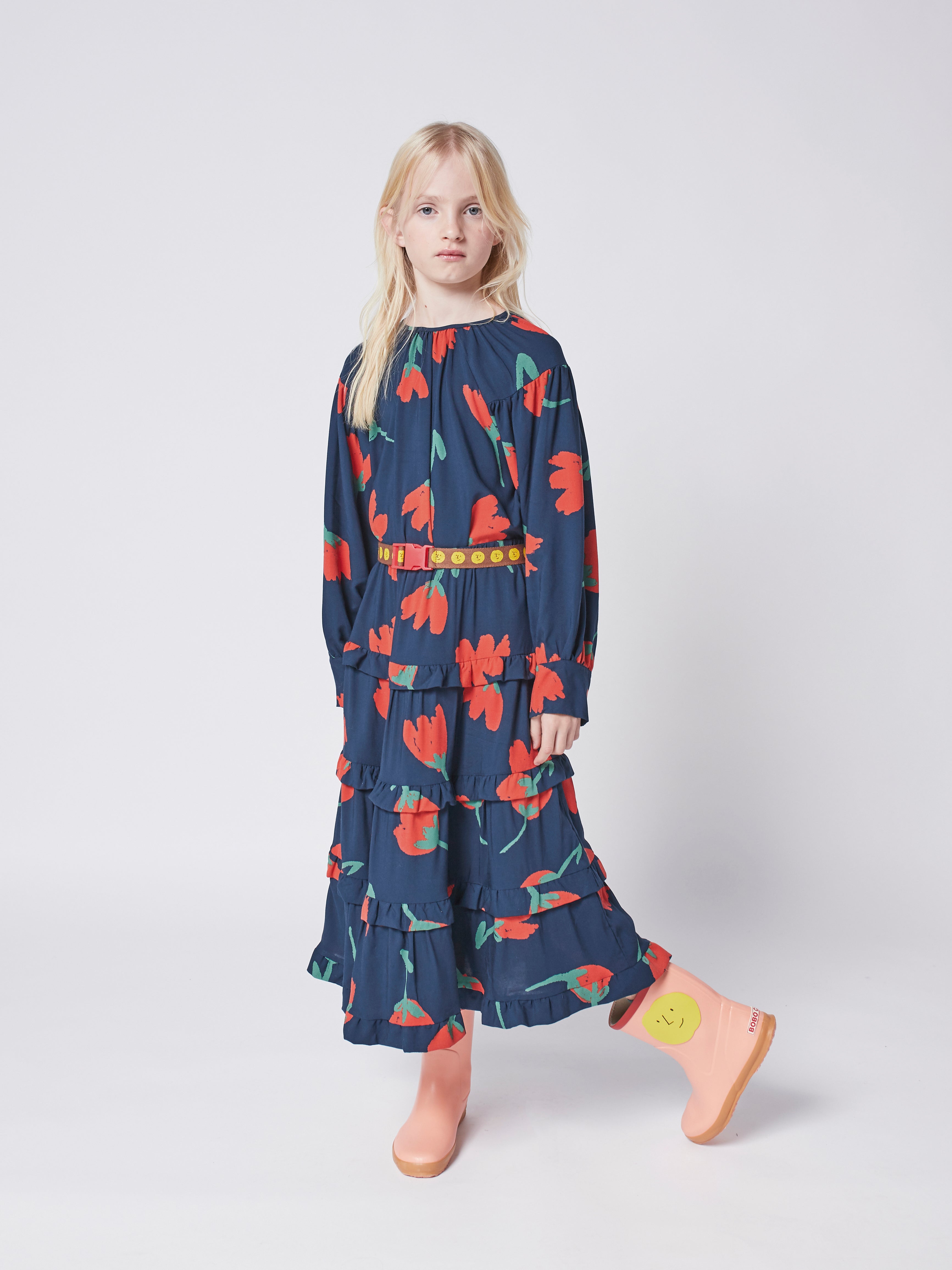 Bobo Choses Big Flowers Woven Blouse - Navy