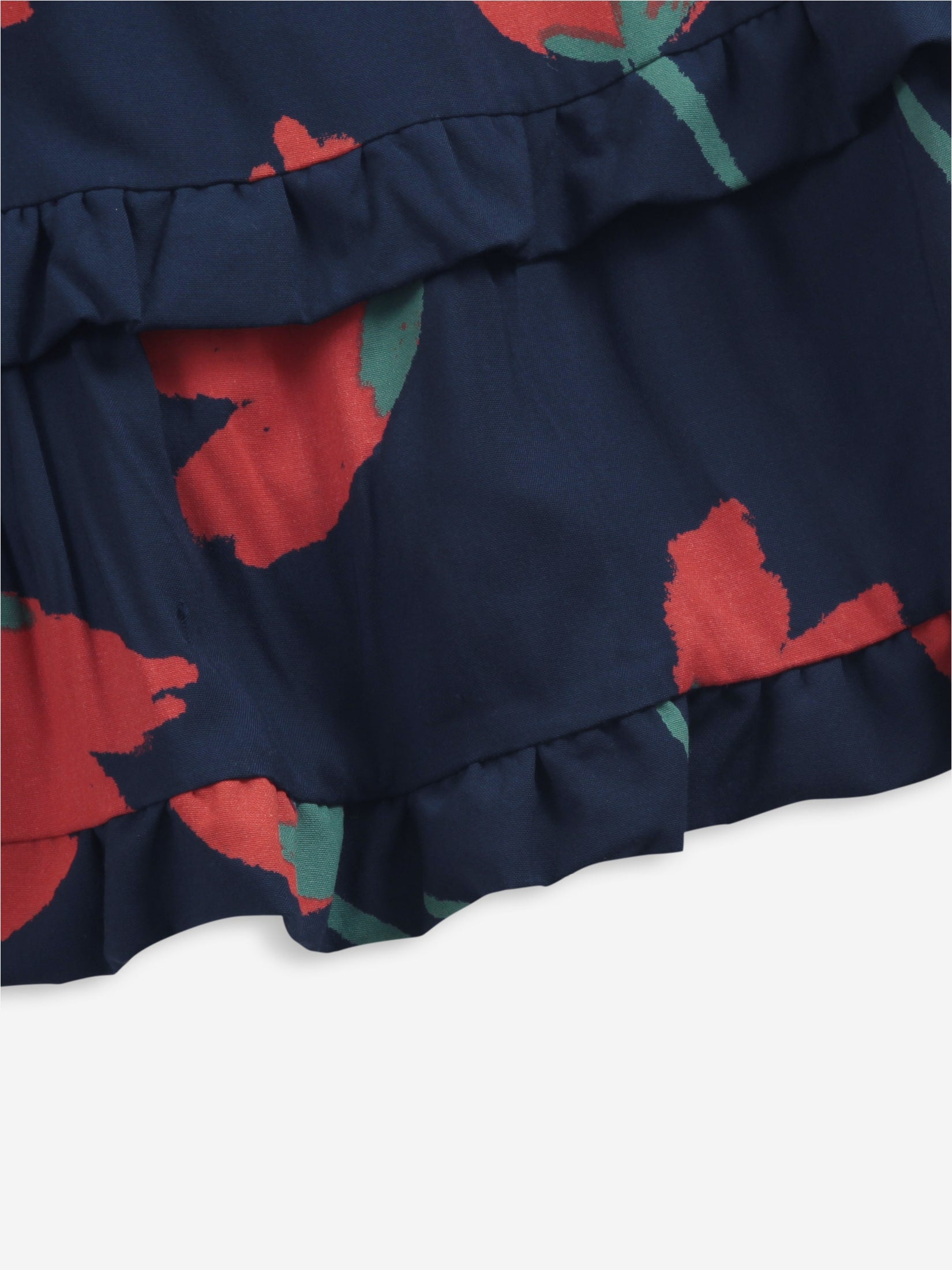 Bobo Choses Big Flowers Woven Ruffle Skirt - Navy