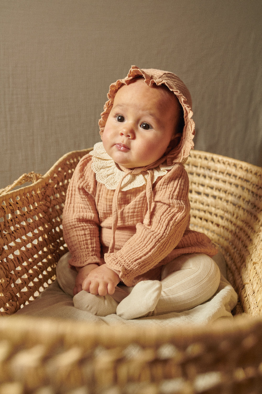 My Little Cozmo Alexia Organic Baby Bonnet Lace - Pink