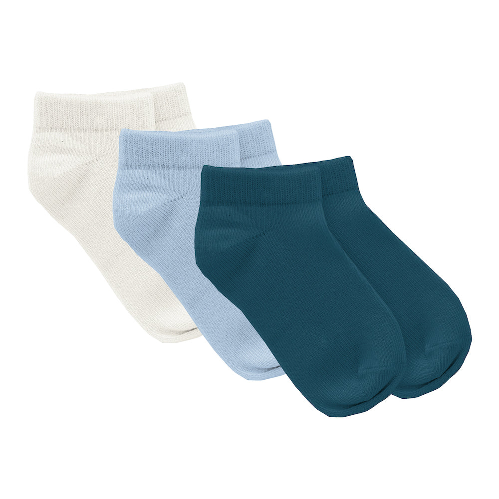 Kickee Pants Ankle Socks Set of 3 - Peacock, Natural &amp; Pond