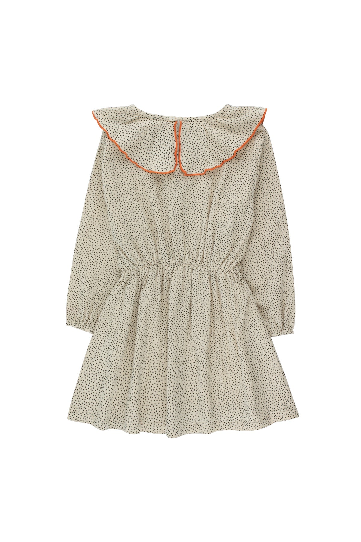 Tiny Cottons Small Dots Frills Dress - Light Cream/Navy