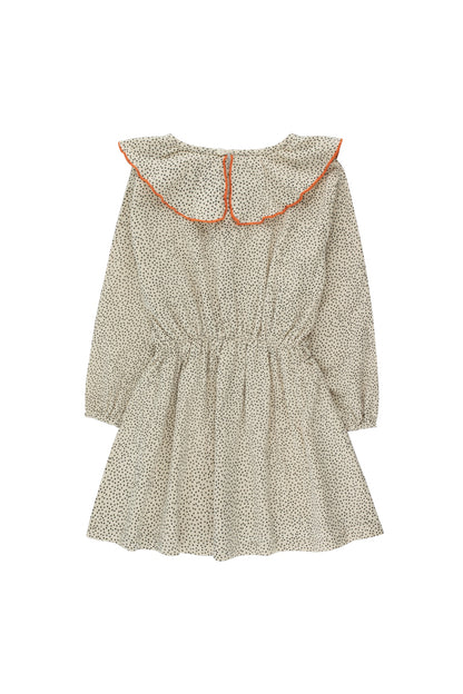 Tiny Cottons Small Dots Frills Dress - Light Cream/Navy