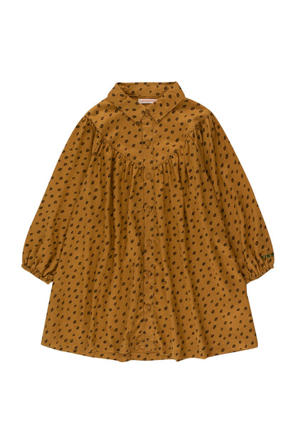 Tiny Cottons Animal Print Frills Dress - Mustard/Chestnut