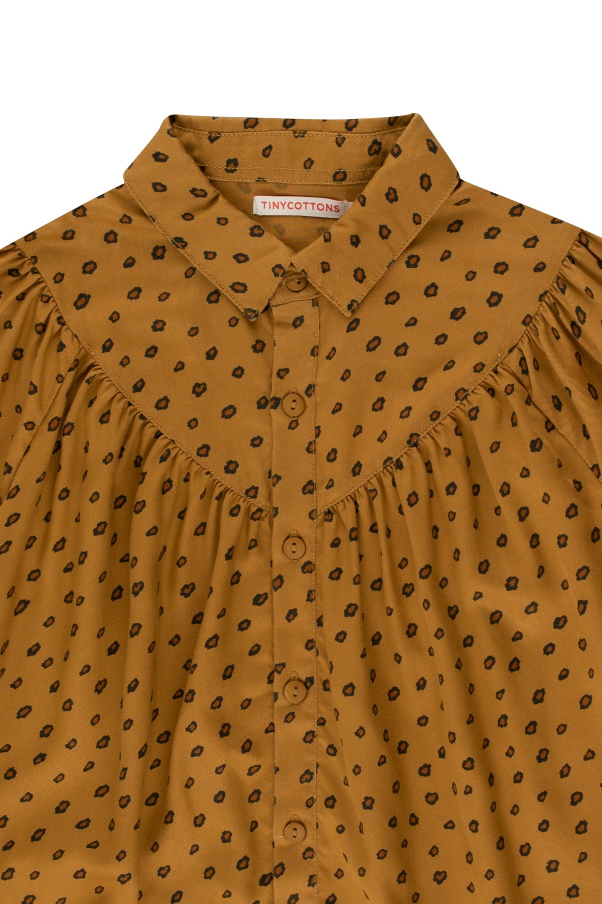 Tiny Cottons Animal Print Frills Dress - Mustard/Chestnut