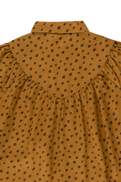 Tiny Cottons Animal Print Frills Dress - Mustard/Chestnut