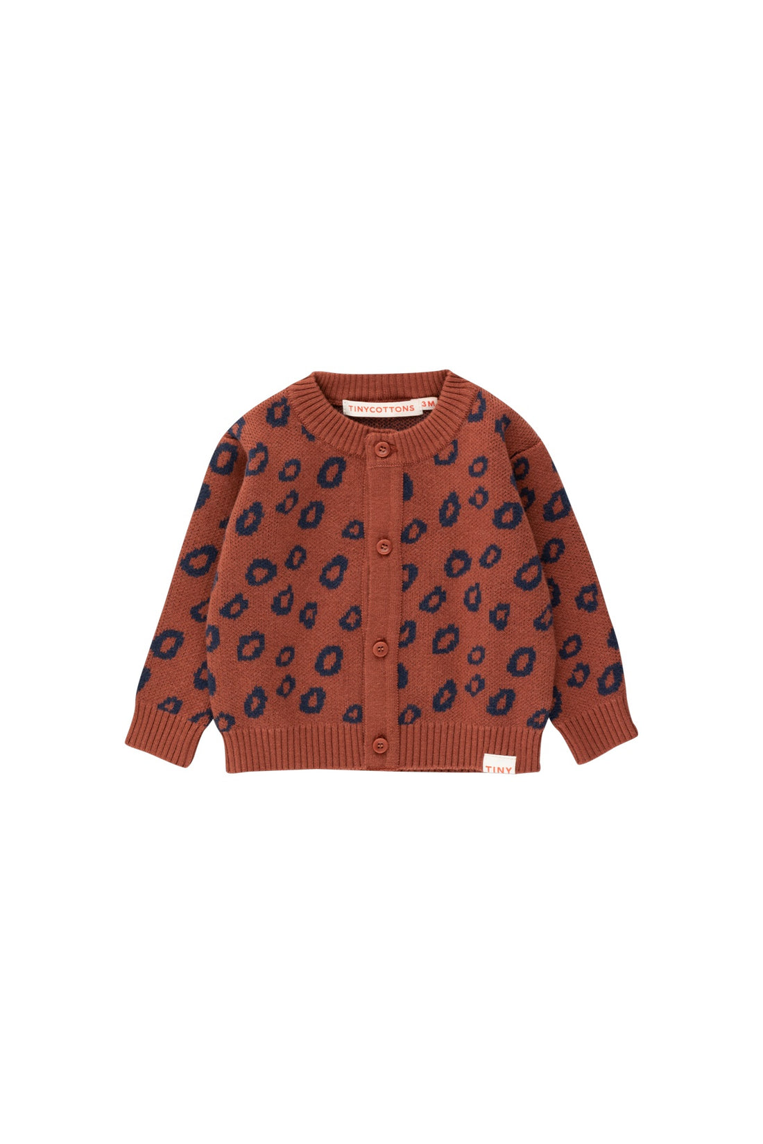 Tiny Cottons Animal Print Baby Cardigan - Chestnut/Navy