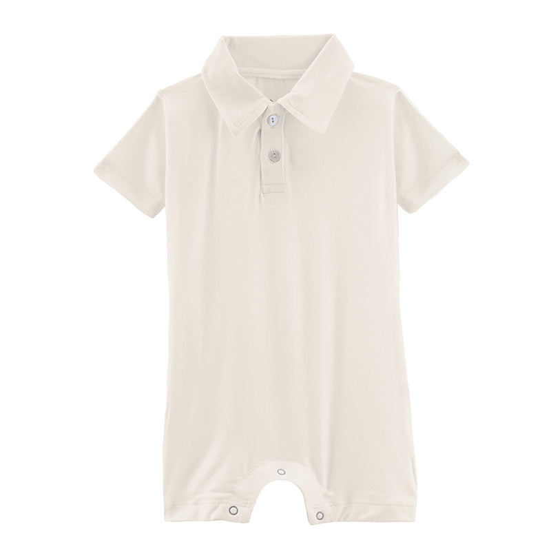 Kickee Pants Short Sleeve Polo Romper - Natural