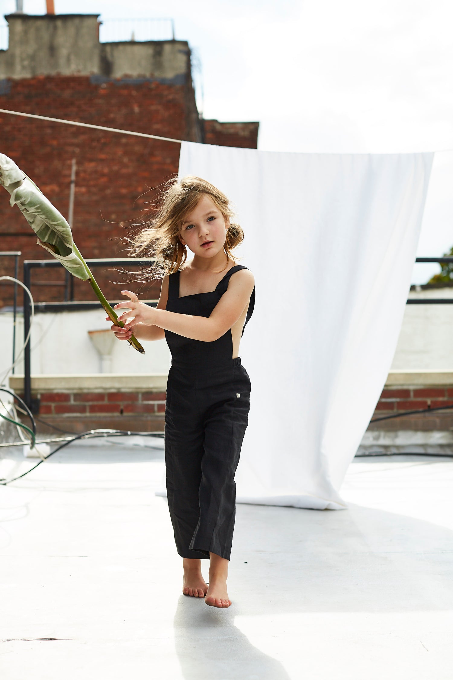 Bacabuche Linen Overalls - Black