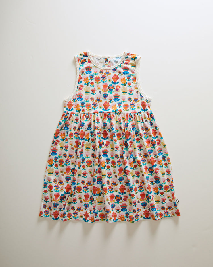 Oeuf Tank Dress - Gardenia/Large Flower