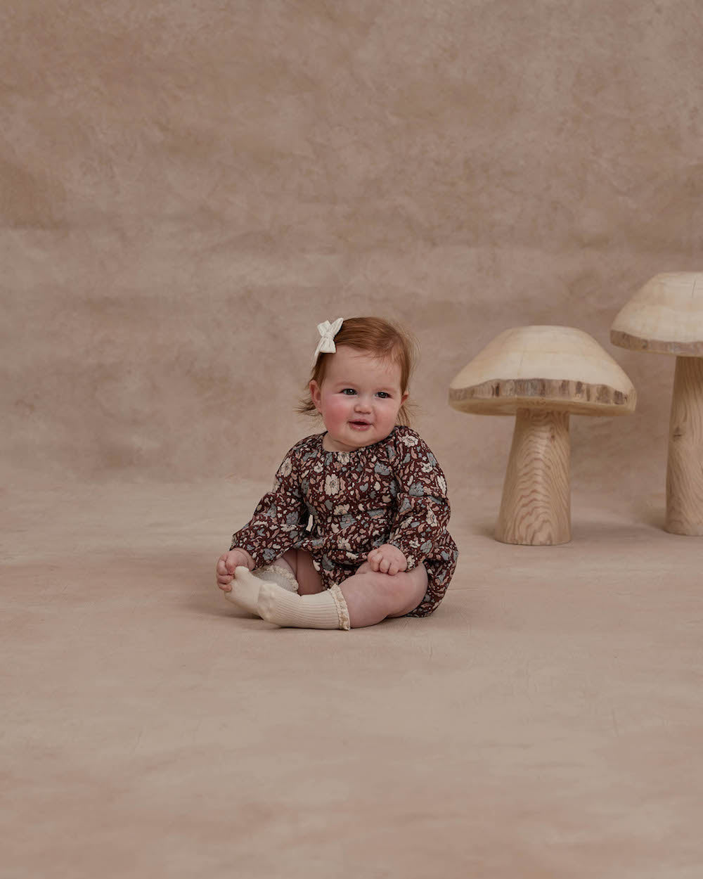 Rylee + Cru Long Sleeve Bubble Romper - Holiday Bloom