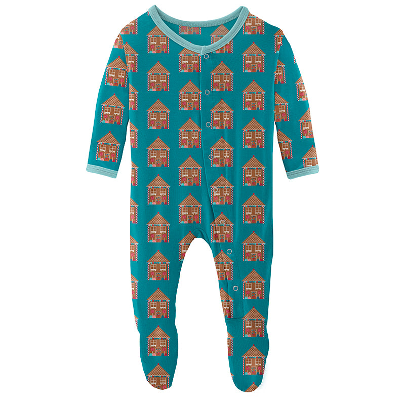 Kickee Pants Print Footie with Zipper - Bay Gingerbread