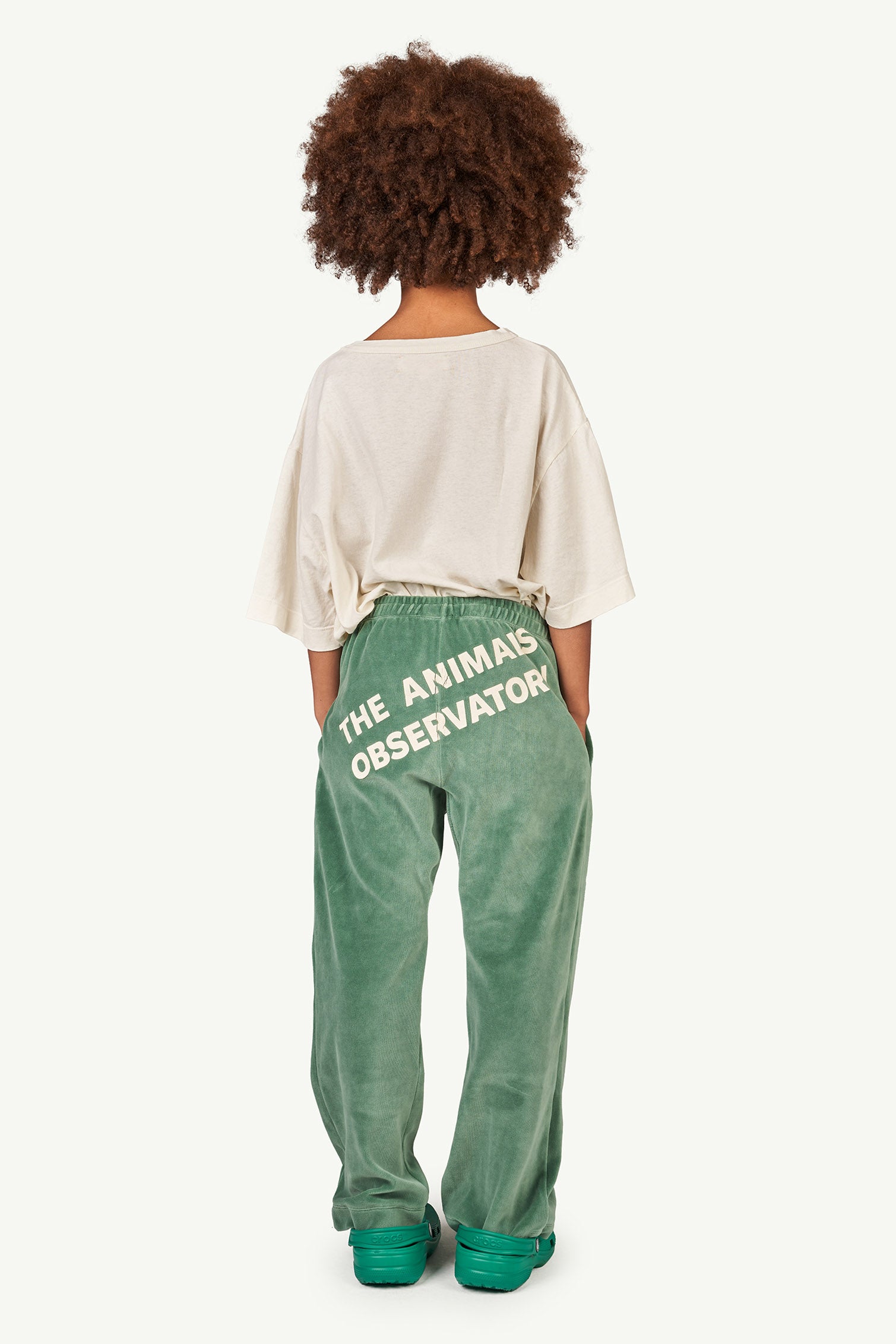 The Animals Observatory Velvet Camaleon Kids Pants - Green