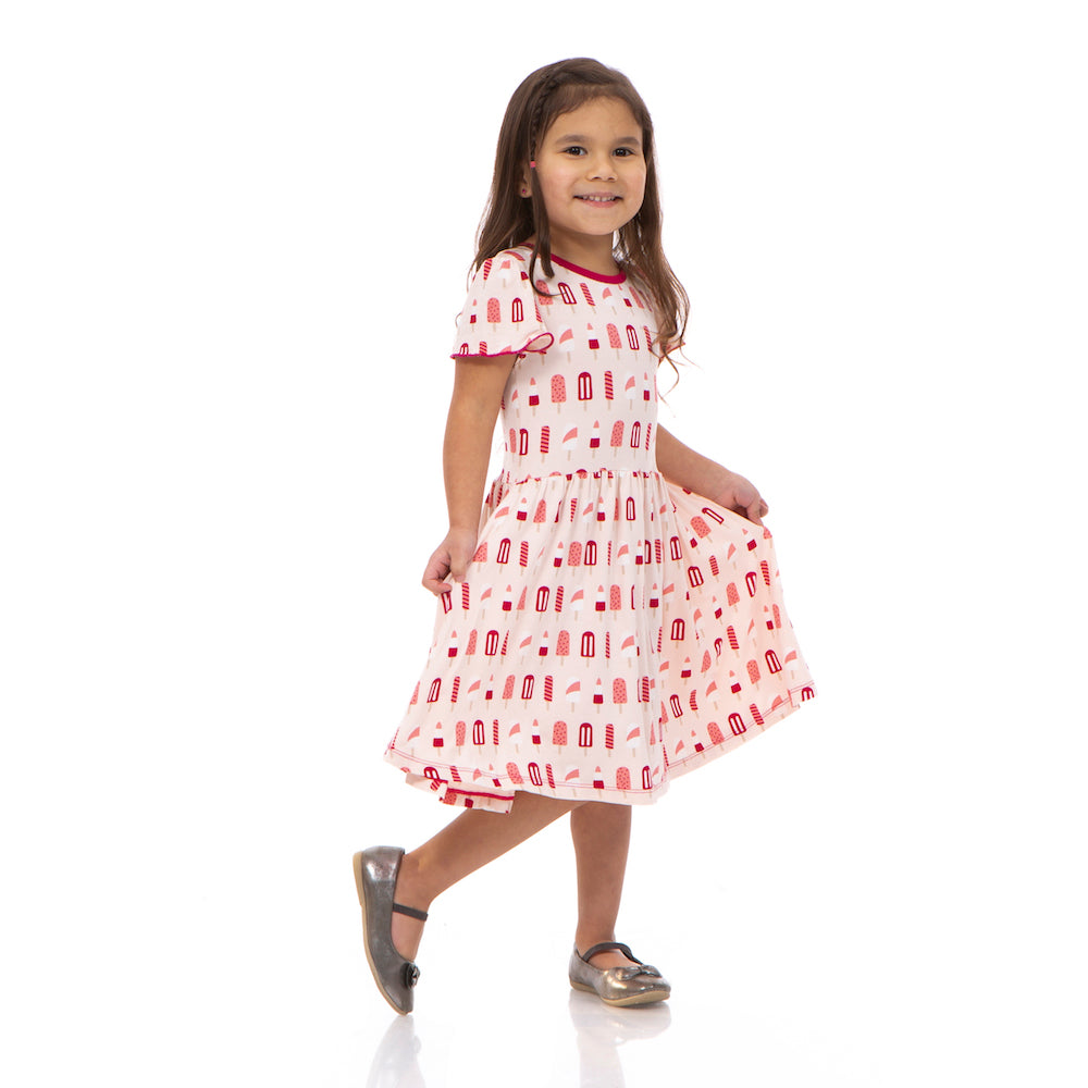 Kickee Pants Print Flutter Sleeve Twirl Dress - Macaroon Popsicles