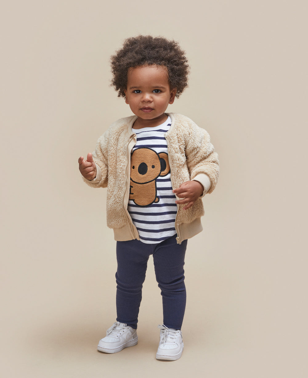 Huxbaby Koala T-Shirt - White + Navy Stripe