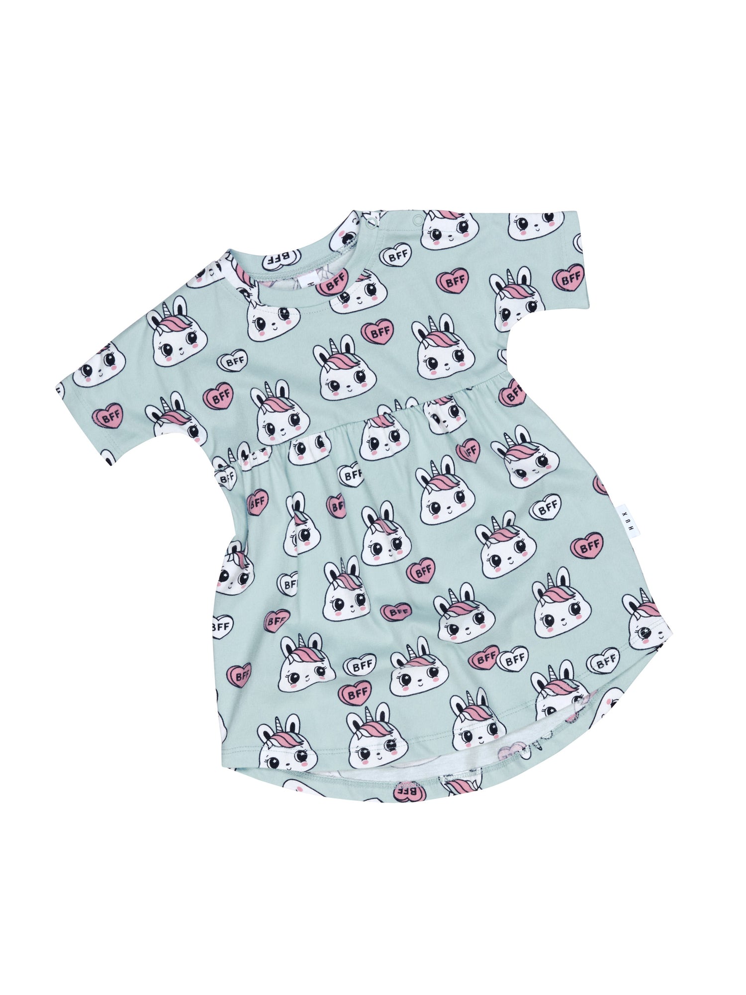 Huxbaby Bunny Love Swirl Dress - Sea Foam