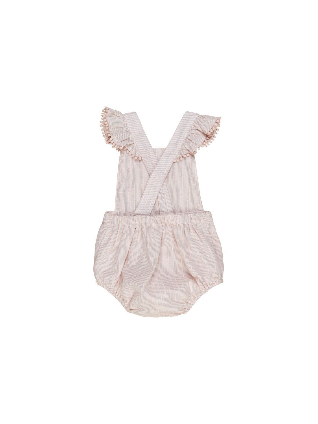 Huxbaby Rainbow Sparkle Frill Playsuit - Rose + Rainbow Lurex