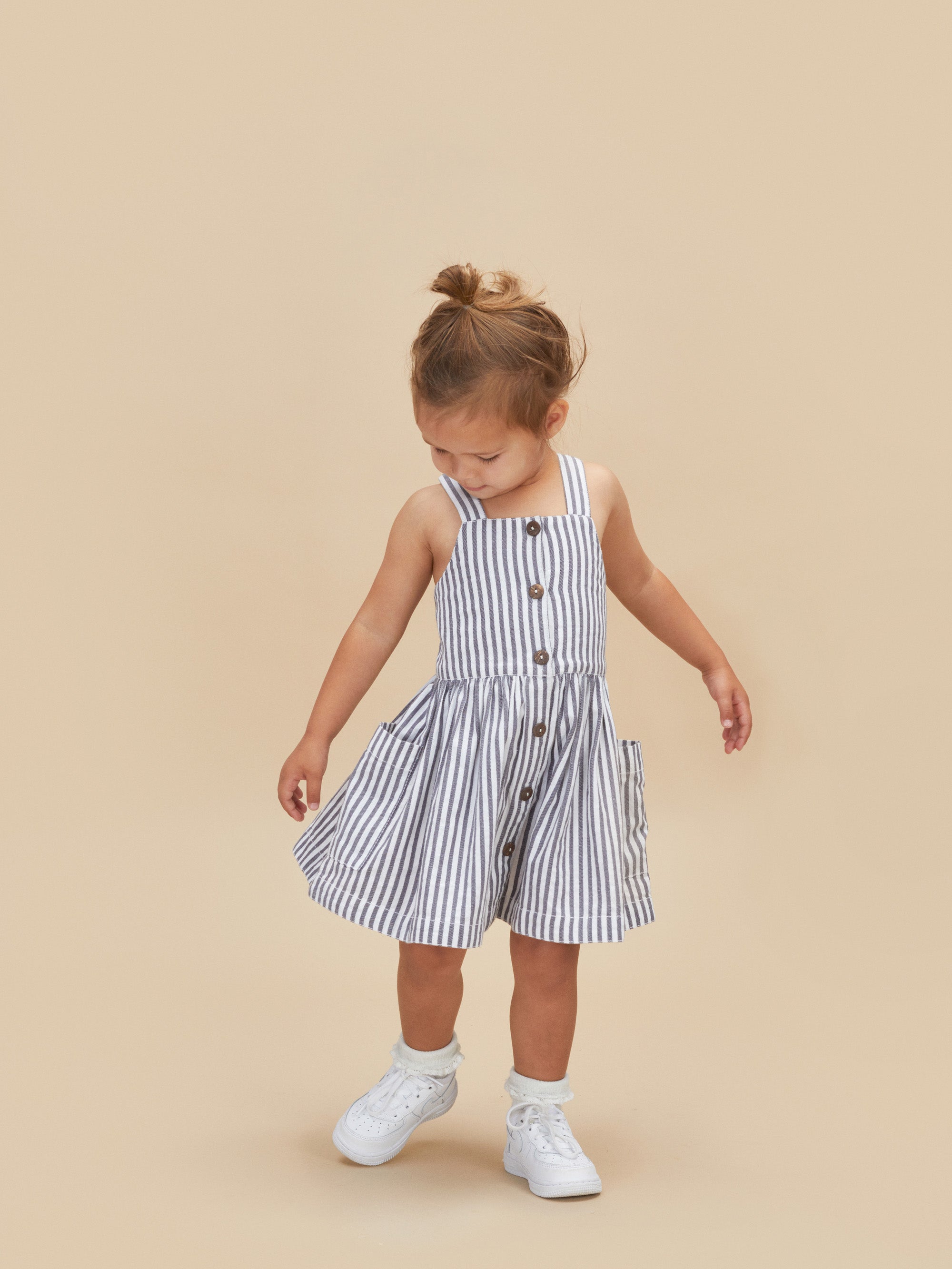 Huxbaby Reversible Dress - Ink + Surf Stripe