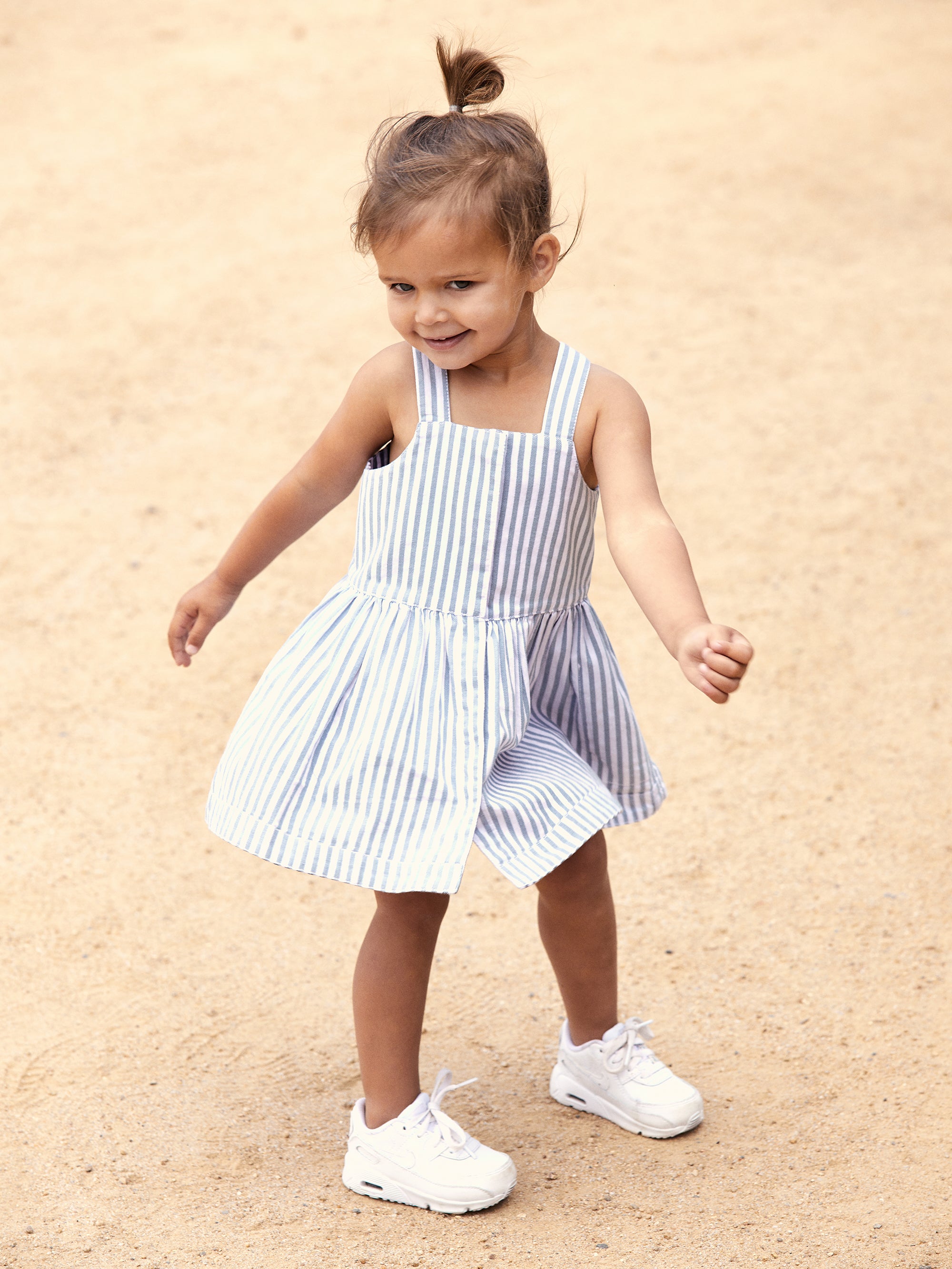 Huxbaby Reversible Dress - Ink + Surf Stripe