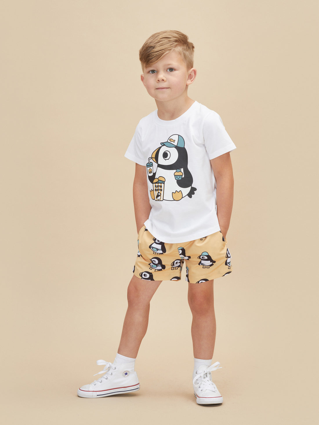 Huxbaby Puffin Muffin T-Shirt - White