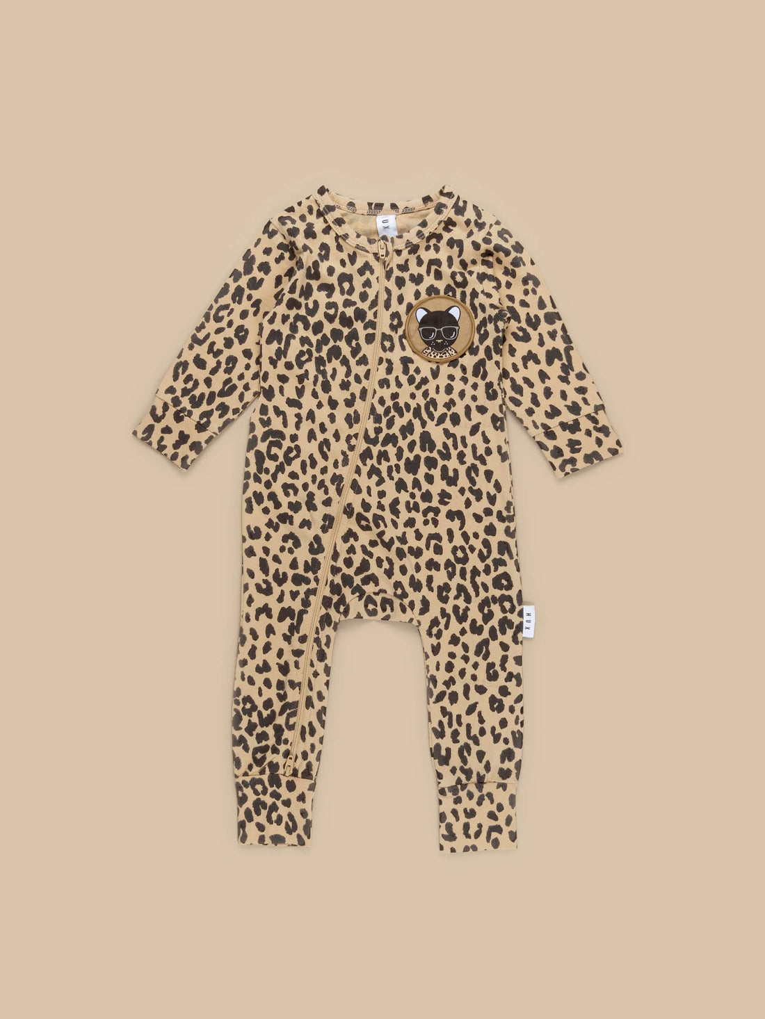 Huxbaby Leopard Patch Zip Romper - Honeycomb