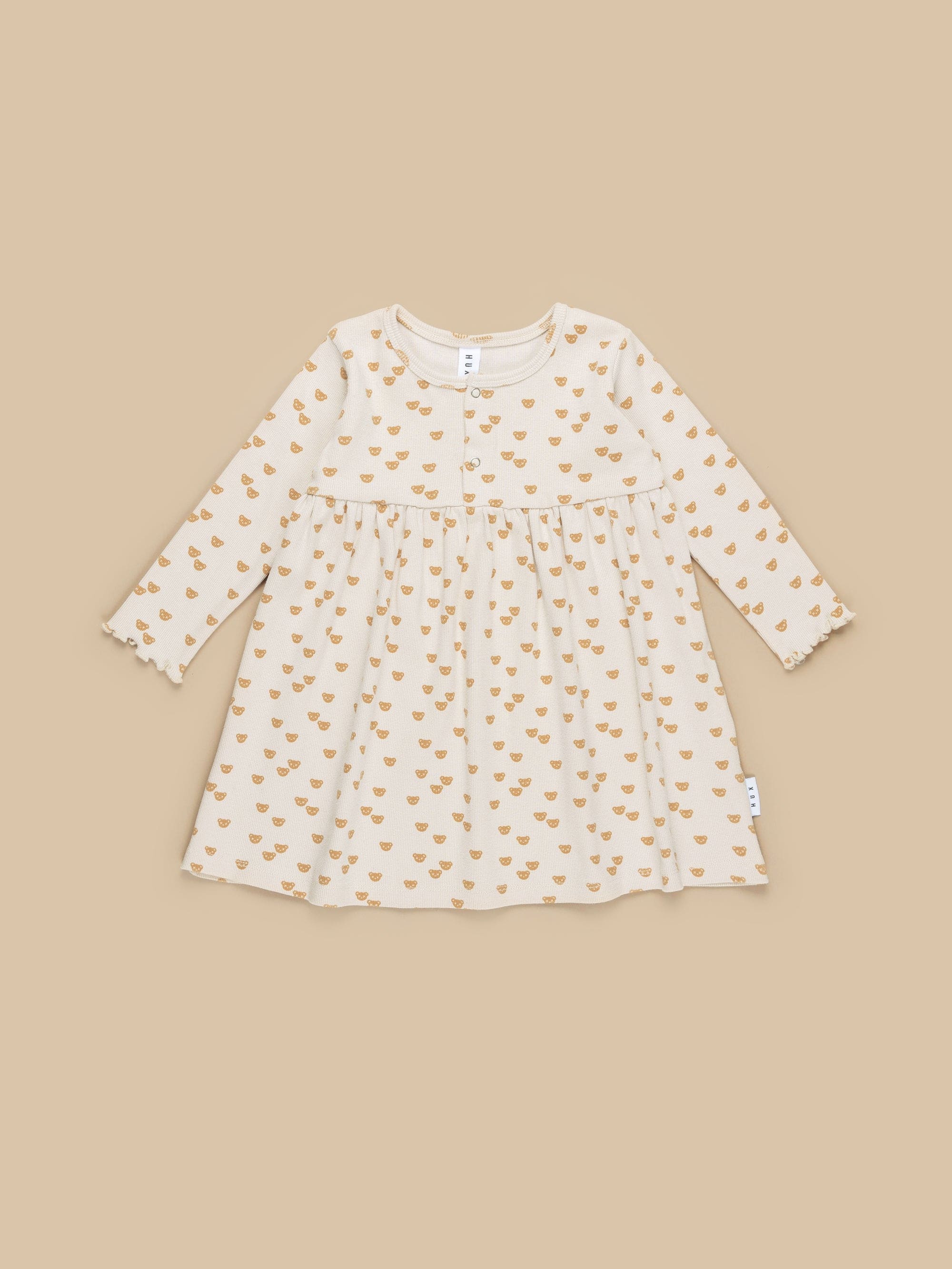 Huxbaby Beary Cute Rib Dress - Almond