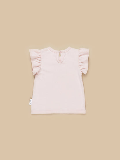 Huxbaby Skipping Penguin Frill T-Shirt - Rose