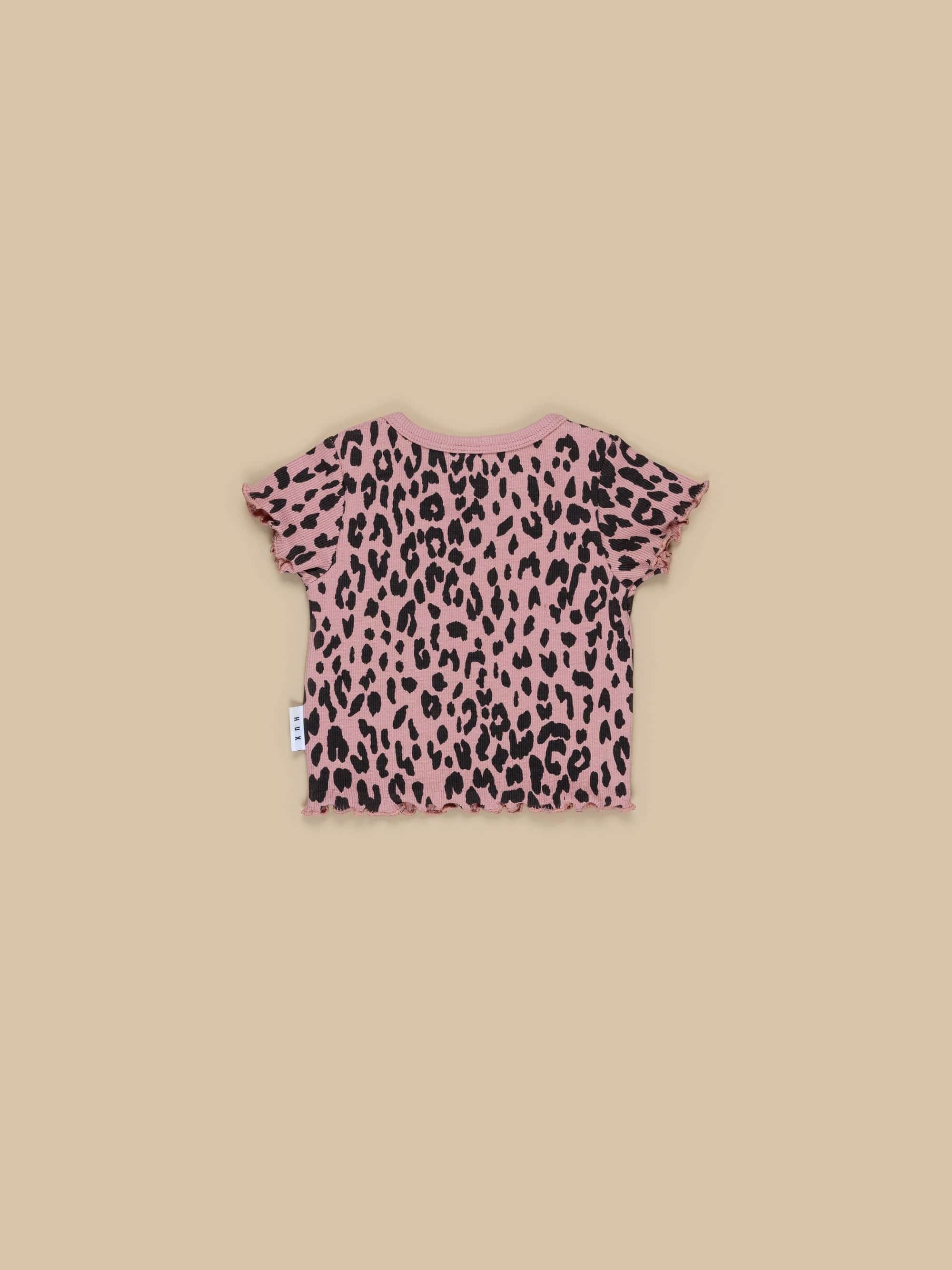 Huxbaby Leopard Rib Tee - Dusty Rose