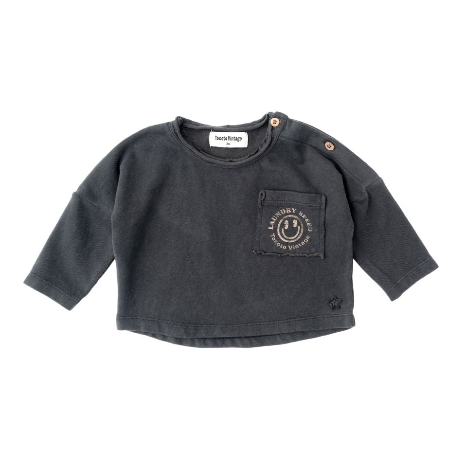 Tocoto Vintage Baby Smile T-Shirt - Dark Grey