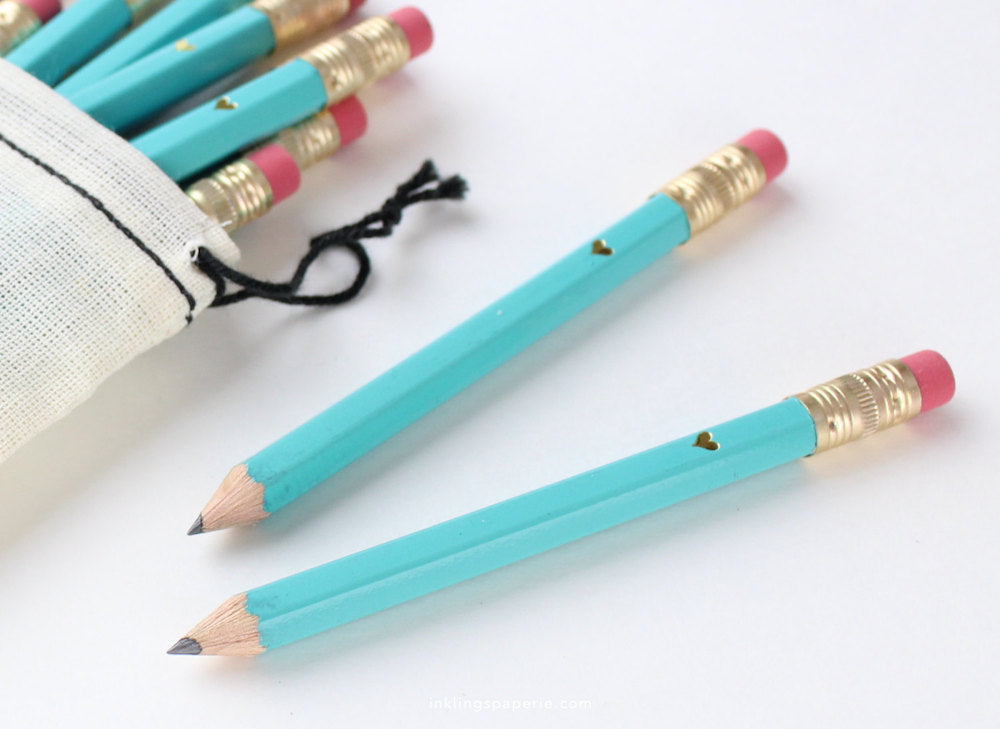 Inklings Gold Heart Mini Pencils - Teal