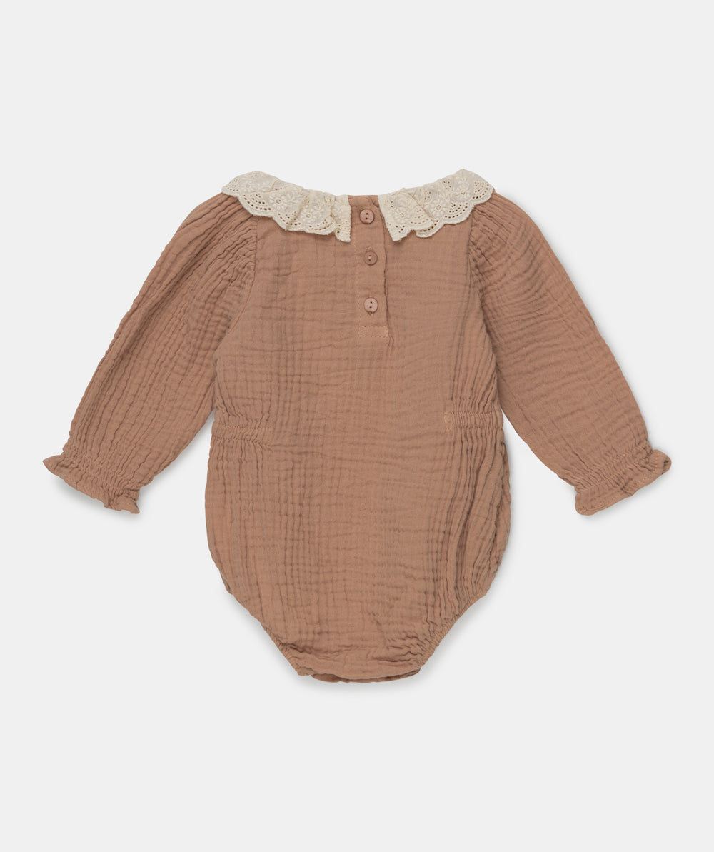 My Little Cozmo Julie Organic Baby Lace Romper - Pink