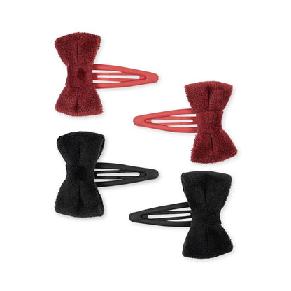 Konges Sløjd 4 Pack Velvet Bowie Hairclips - Red/Black