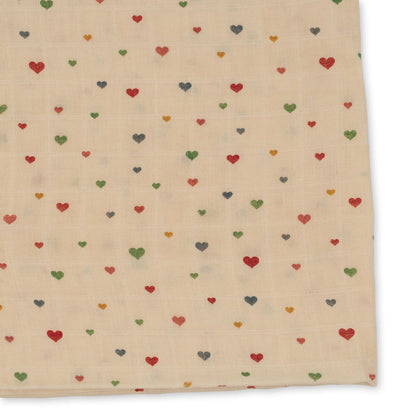 Konges Sløjd 3 Pack Muslin Cloth GOTS - Multi Hearts