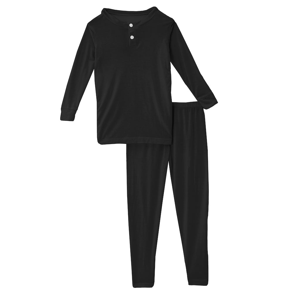 Kickee Pants Long Sleeve Henley Pajama Set - Midnight