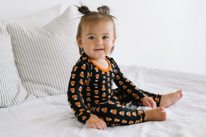 Kickee Pants Print Long Sleeve Pajama Set - Midnight Candy Corn