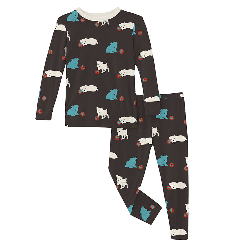 Kickee Pants Print Long Sleeve Pajama Set - Midnight Puppy