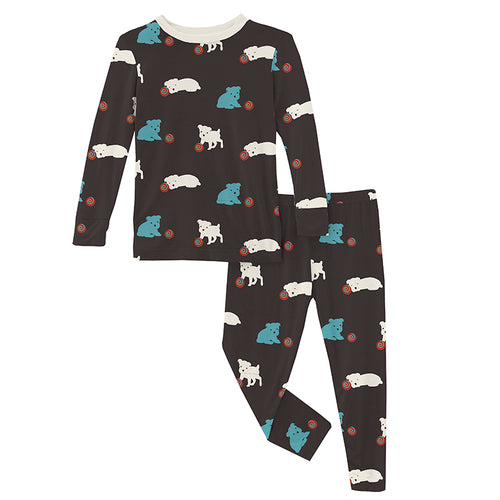 Kickee Pants Print Long Sleeve Pajama Set - Midnight Puppy