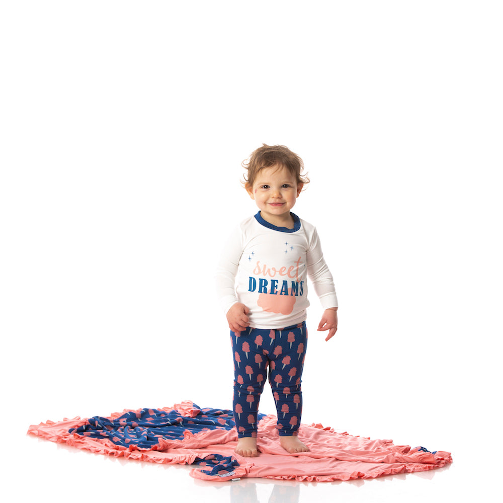 Kickee Pants Long Sleeve Graphic Tee Pajama Set - Navy Cotton Candy