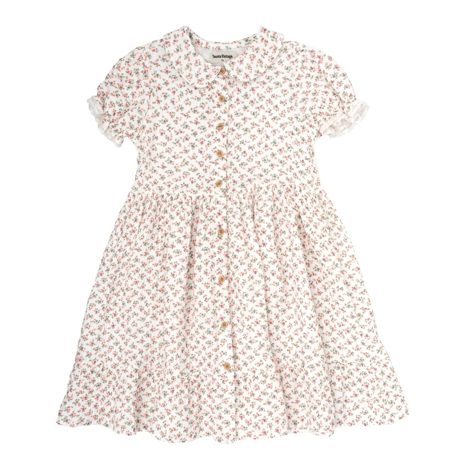 Tocoto Vintage Short Floral Dress - Off-White