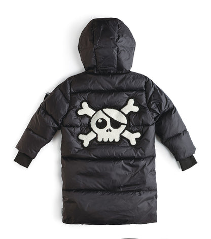 Nununu Heavy Fuzzy Skull Down Coat - Black